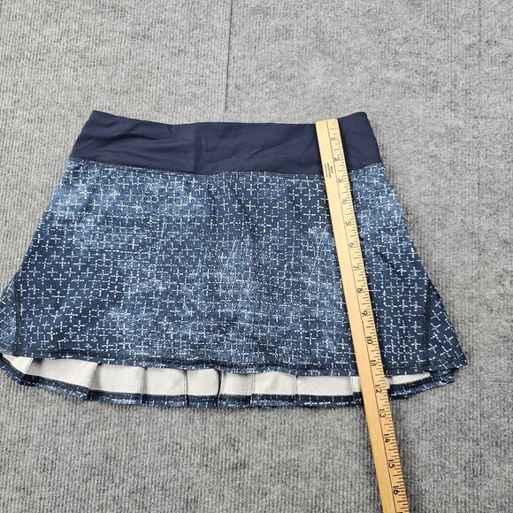 Lululemon Pace Setter Skirt Womens 4 Sashiko Blue Run Athletic Pleated Preppy - Picture 3 of 6